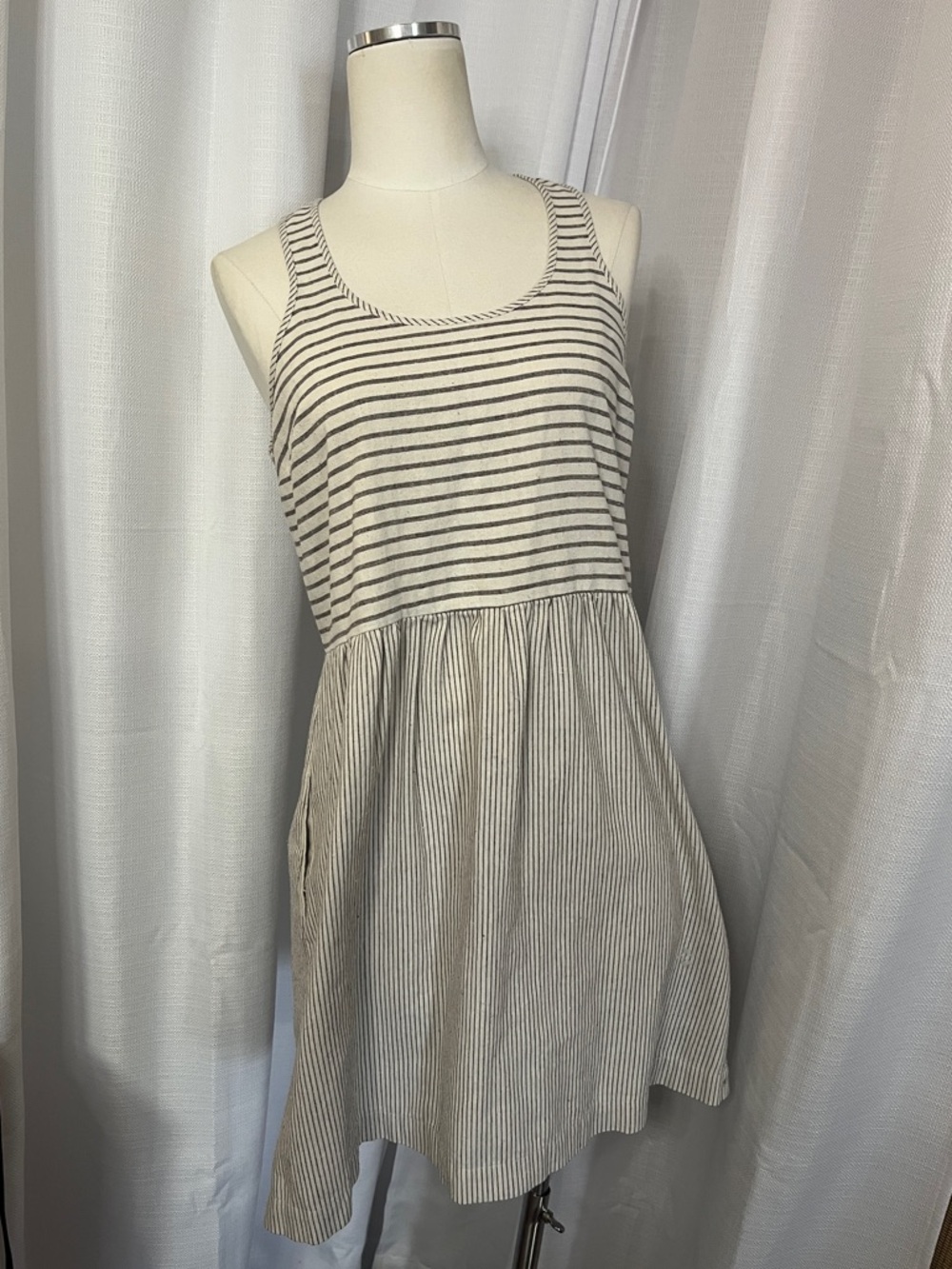 Lou & Grey Striped Sleeveless Linen Blend Mini Dress